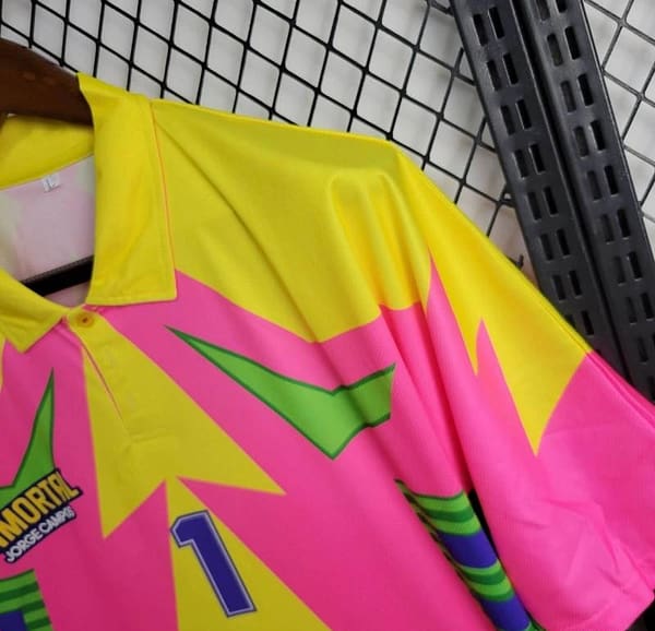 Retro 1998 Mexico Goalkeeper CAMPOS 1 WORLD CUP CAMPOS 1 Home Pink Jersey - Image 6