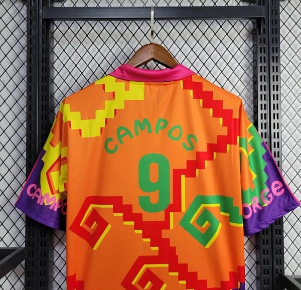 Retro 1995 Mexico CAMPOS 9 Home Orange Jersey - Image 2