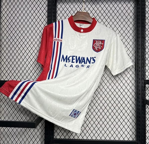 Retro 96/97 Glasgow Rangers Away White Jersey - Image 2