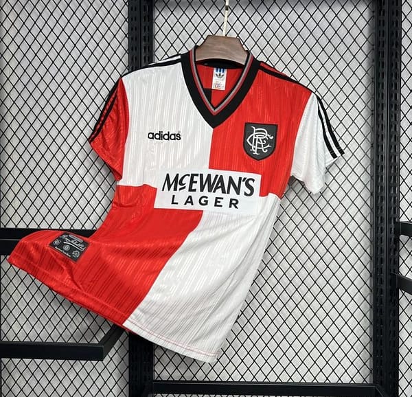 Retro 95/96 Glasgow Rangers Away White/Red Jersey - Image 2