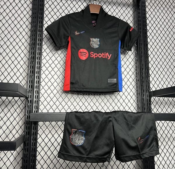 24/25 Kids Barcelona Away Black Jersey - Image 2