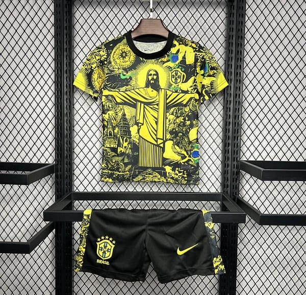 2024 Kids Brazil Christ The Redeemer Yellow Special Jersey