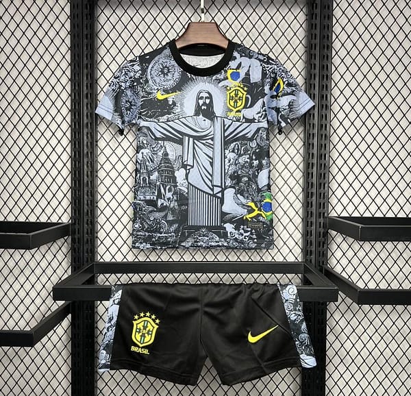 2024 Kids Brazil Christ The Redeemer Grey Special Jersey