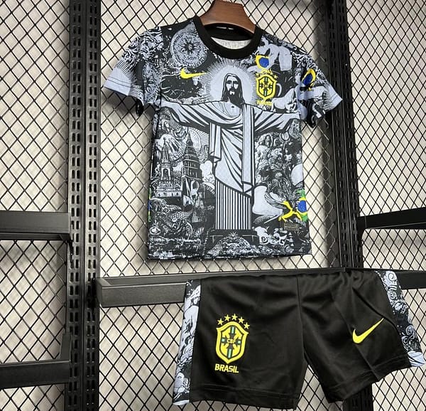 2024 Kids Brazil Christ The Redeemer Grey Special Jersey - Image 2