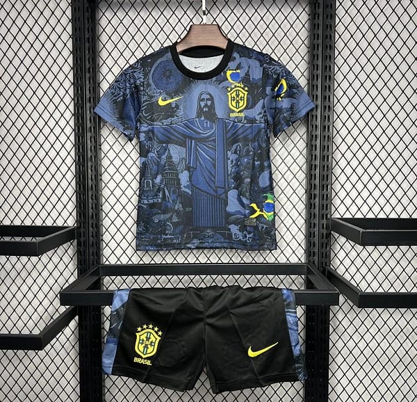 2024 Kids Brazil Christ The Redeemer Dark Blue Special Jersey