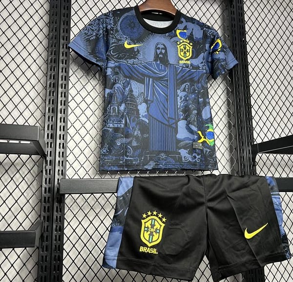 2024 Kids Brazil Christ The Redeemer Dark Blue Special Jersey - Image 2