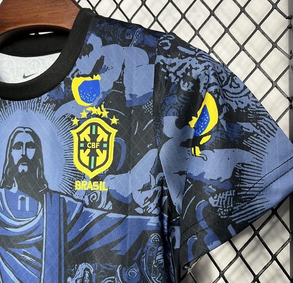 2024 Kids Brazil Christ The Redeemer Dark Blue Special Jersey - Image 3