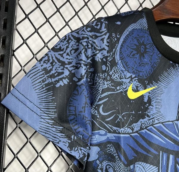2024 Kids Brazil Christ The Redeemer Dark Blue Special Jersey - Image 4