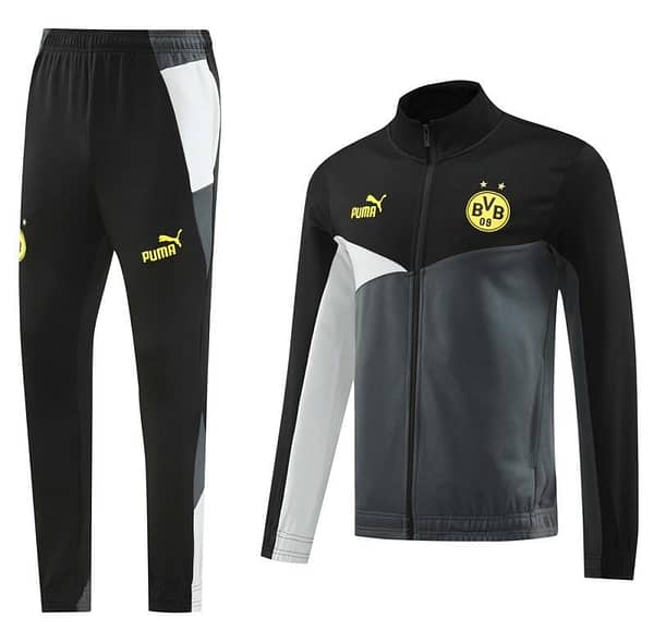 24/25 Borussia Dortmund Grey/Black Full Zipper Jacket +Long Pants