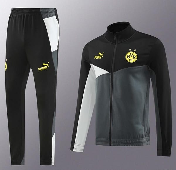 24/25 Borussia Dortmund Grey/Black Full Zipper Jacket +Long Pants - Image 13
