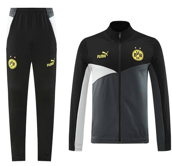 24/25 Borussia Dortmund Grey/Black Full Zipper Jacket +Long Pants - Image 14
