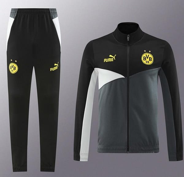 24/25 Borussia Dortmund Grey/Black Full Zipper Jacket +Long Pants - Image 15