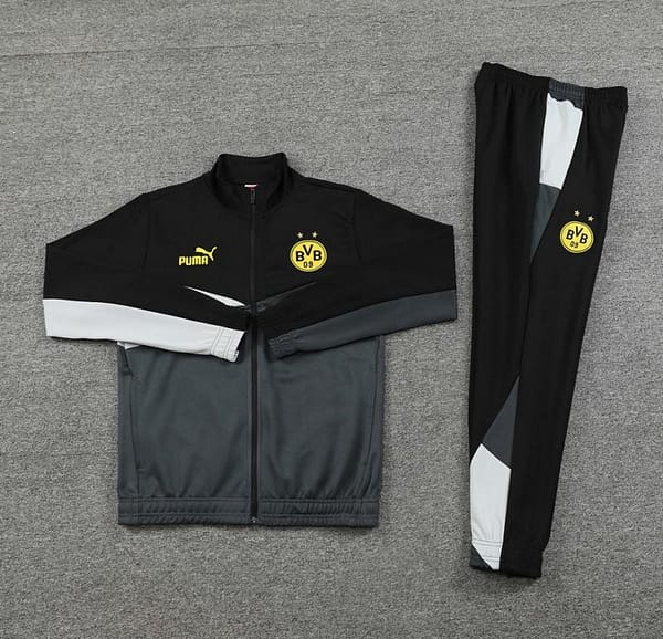 24/25 Borussia Dortmund Grey/Black Full Zipper Jacket +Long Pants - Image 16