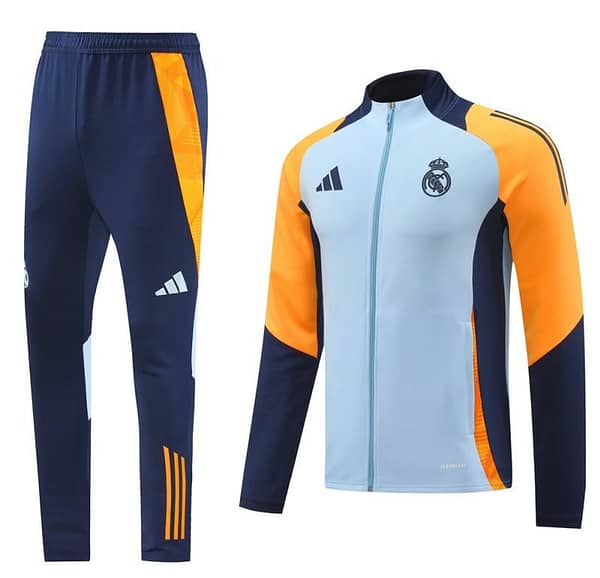24/25 Real Madrid Light Blue/Yellow Full Zipper Jacket +Long Pants