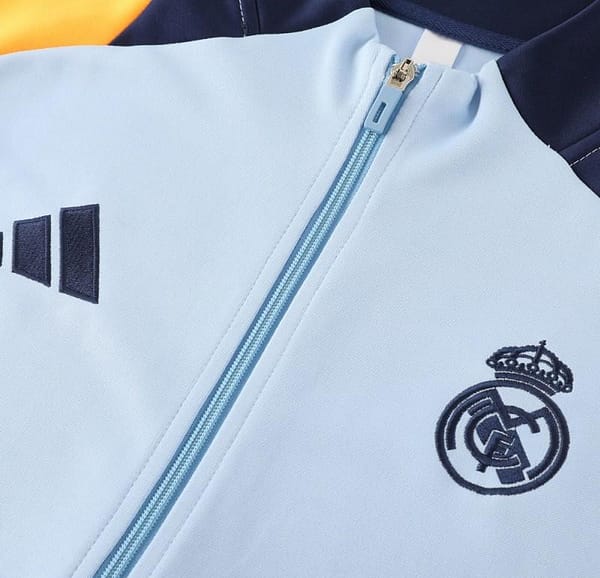 24/25 Real Madrid Light Blue/Yellow Full Zipper Jacket +Long Pants - Image 10