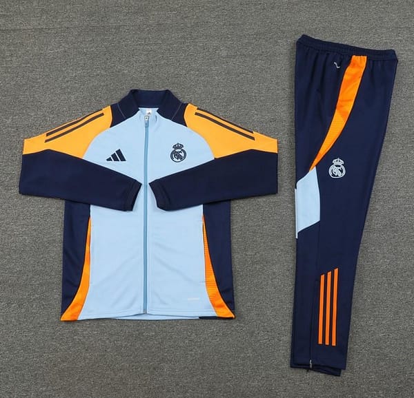24/25 Real Madrid Light Blue/Yellow Full Zipper Jacket +Long Pants - Image 12