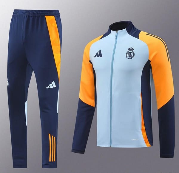 24/25 Real Madrid Light Blue/Yellow Full Zipper Jacket +Long Pants - Image 15