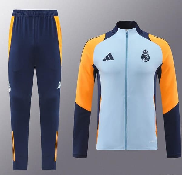 24/25 Real Madrid Light Blue/Yellow Full Zipper Jacket +Long Pants - Image 16