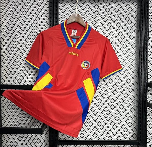 Retro 1994 Romania Away Red Jersey - Image 2