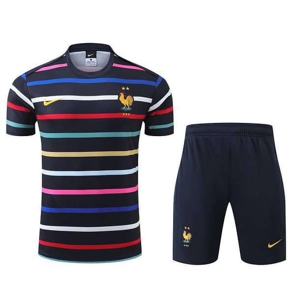 2024 France Navy Stripe Short Sleeve Jersey+Shorts - Image 2