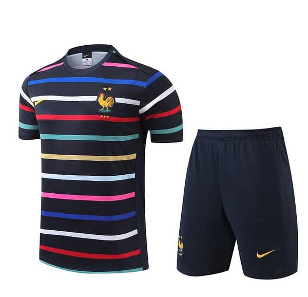 2024 France Navy Stripe Short Sleeve Jersey+Shorts - Image 8
