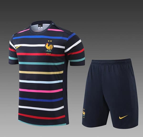 2024 France Navy Stripe Short Sleeve Jersey+Shorts - Image 9