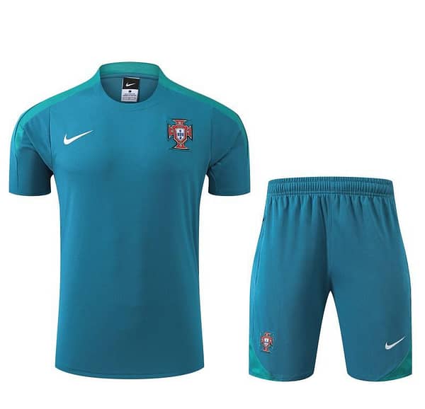 2024 Portugal Blue Short Sleeve Jersey+Shorts - Image 2