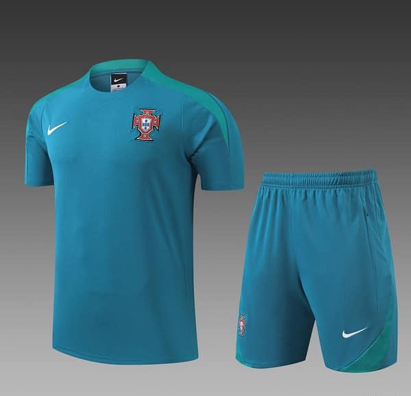 2024 Portugal Blue Short Sleeve Jersey+Shorts - Image 4