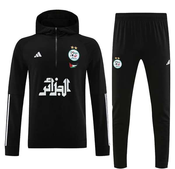2024 Algeria Black Hoodie  Full Zipper Hoodie Jacket+Pants - Image 7