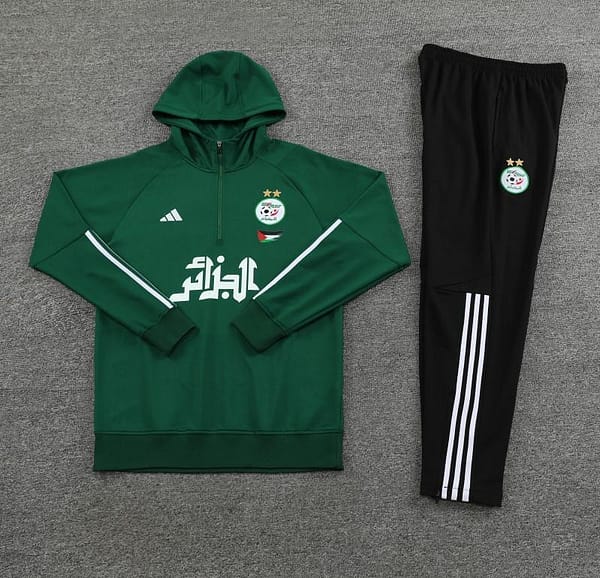 2024 Algeria Green Hoodie  Full Zipper Hoodie Jacket+Pants - Image 3