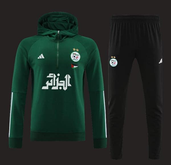 2024 Algeria Green Hoodie  Full Zipper Hoodie Jacket+Pants - Image 8