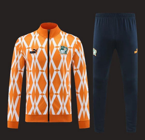 2024 Ivory Coast Orange  Full Zipper Hoodie Jacket+Pants