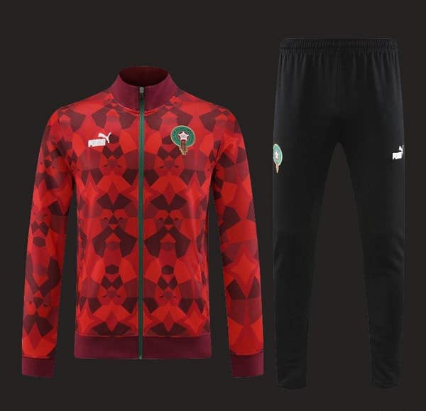 2024 Morocco Red  Full Zipper Hoodie Jacket+Pants