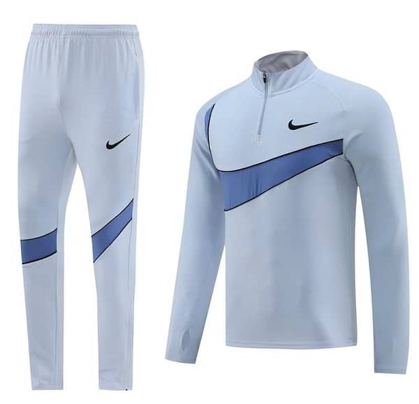 2024 Nike Light Blue Half Zipper Jacket+Pants