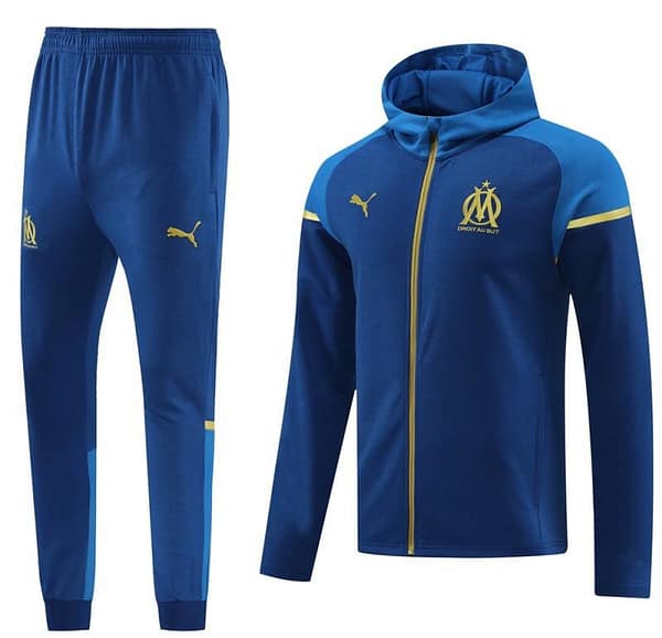 23/24 Olympique Marseille Blue Full Zipper Hoodie Jacket+Pants