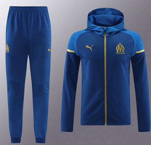 23/24 Olympique Marseille Blue Full Zipper Hoodie Jacket+Pants - Image 7