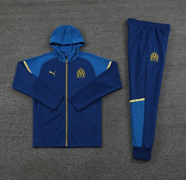 23/24 Olympique Marseille Blue Full Zipper Hoodie Jacket+Pants - Image 22