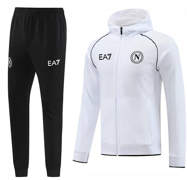 23/24 Napoli White Full Zipper Hoodie Jacket+Pants