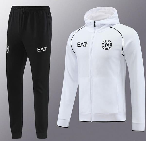 23/24 Napoli White Full Zipper Hoodie Jacket+Pants - Image 7