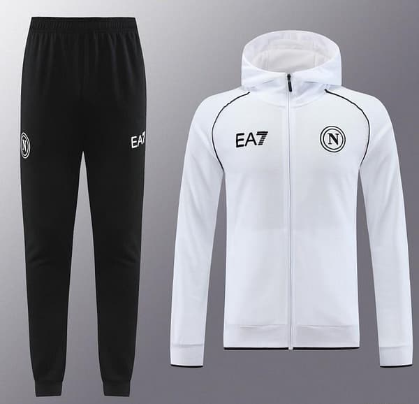 23/24 Napoli White Full Zipper Hoodie Jacket+Pants - Image 8