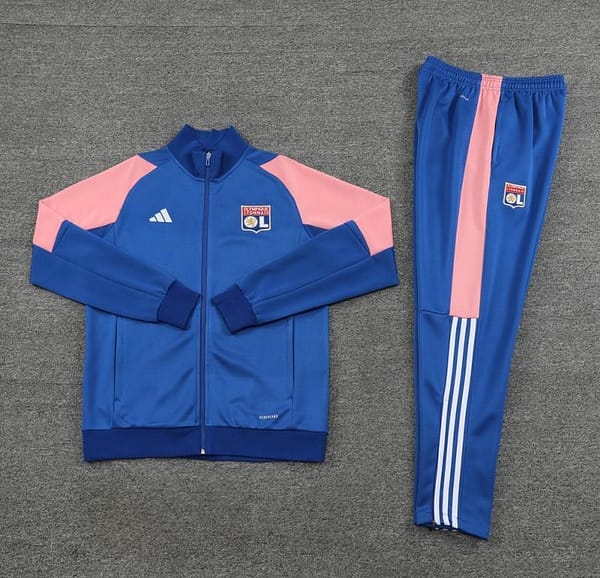 23/24  Olympique Lyonnais Lyon Blue/Pink Full Zipper Jacket+Pants - Image 10