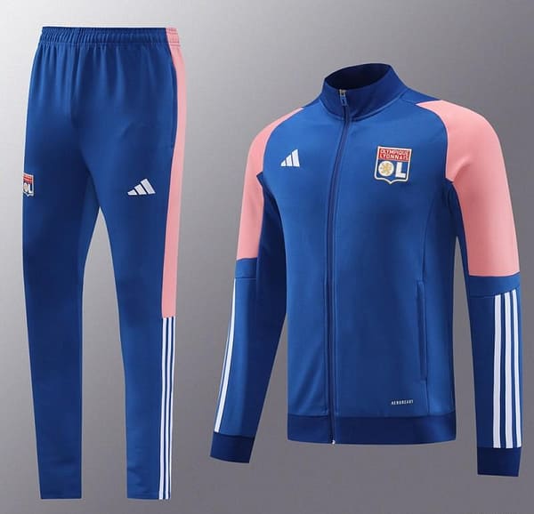 23/24  Olympique Lyonnais Lyon Blue/Pink Full Zipper Jacket+Pants - Image 19