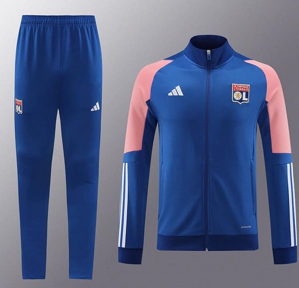23/24  Olympique Lyonnais Lyon Blue/Pink Full Zipper Jacket+Pants - Image 20
