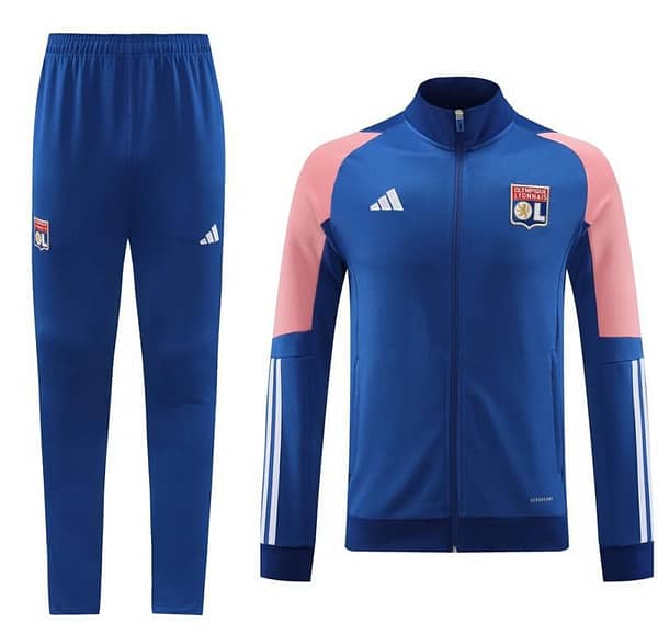 23/24  Olympique Lyonnais Lyon Blue/Pink Full Zipper Jacket+Pants - Image 21