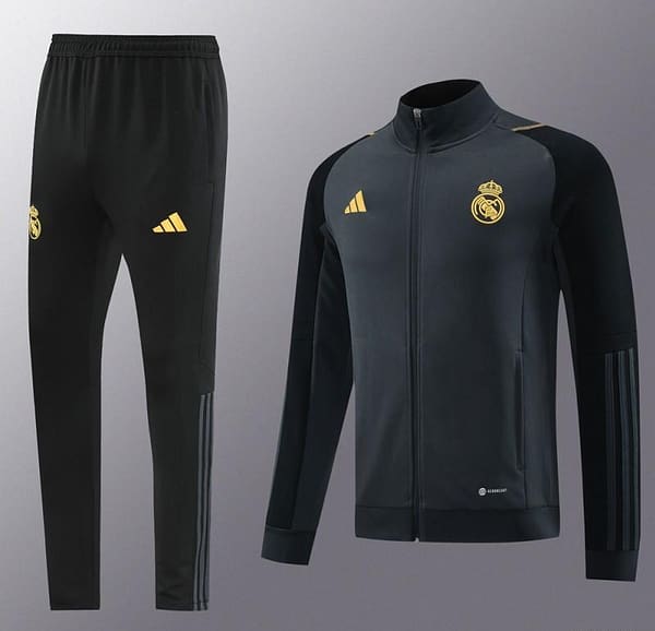 23/24 Real Madrid Grey/Black Full Zipper Jacket+Pants - Image 16