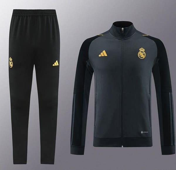 23/24 Real Madrid Grey/Black Full Zipper Jacket+Pants - Image 17