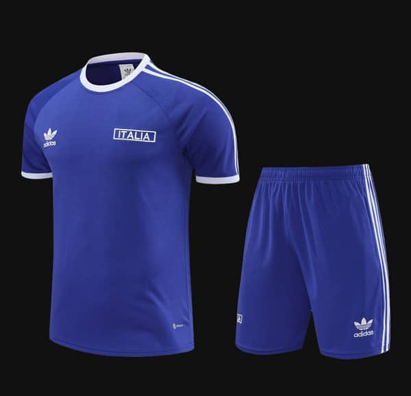 2024 Italy Blue Cotton Short Sleeve Jersey+Shorts - Image 9
