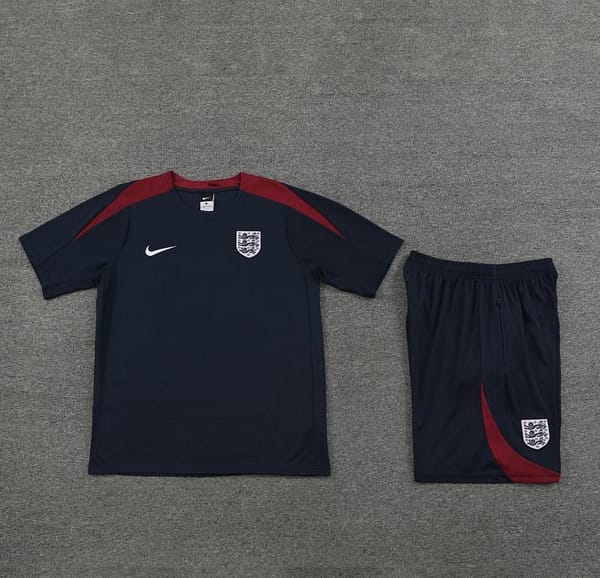 2024 England Navy Cotton Short Sleeve Jersey+Shorts - Image 6