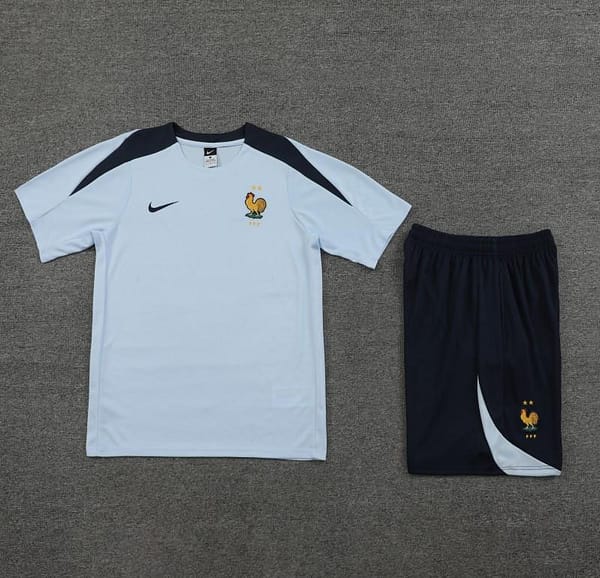 2024 France Light Blue Cotton Short Sleeve Jersey+Shorts - Image 6