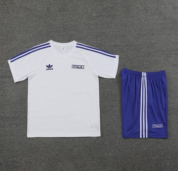 2024 Italy White Cotton Short Sleeve Jersey+Shorts - Image 6